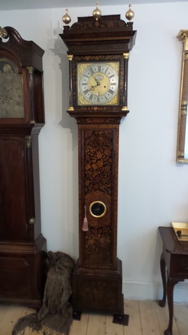 Dutch marquetry long case clock from stately home in Cambridgeshire
